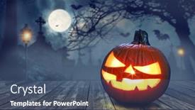  Presentation with spirits - PPT layouts consisting of carved-lightening-pumpkin-for-halloween background and a ocean colored foreground