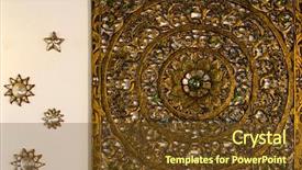  Presentation with decor - PPT theme with agriculture stock image - sunflower field background and a gold colored foreground