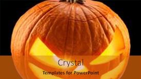  Presentation with scary halloween - Presentation design consisting of carved-pumpkin-for-halloween-jack background and a gold colored foreground