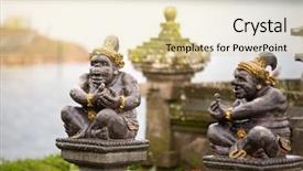  Presentation with bali statue - Cool new PPT theme with carved statue in hindu temple backdrop and a lemonade colored foreground