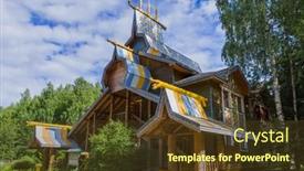  Presentation with village - Cool new PPT theme with carved-wooden-house backdrop and a tawny brown colored foreground