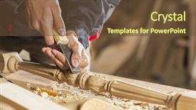  Presentation with carpenter - Cool new slide set with carver - close up of carpenter's hands backdrop and a tawny brown colored foreground