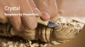  Presentation with carpenter - Presentation featuring carver - close up of carpenter's hands background and a coral colored foreground