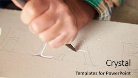  Presentation with stone - Presentation theme featuring carver - close up of stone mason background and a lemonade colored foreground