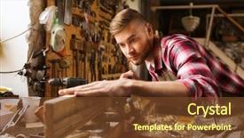  Presentation with testing - Slide deck enhanced with carver - profession carpentry woodwork and people background and a tawny brown colored foreground