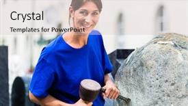  Presentation with boulder - Presentation design having carver - stonemason working on boulder background and a lemonade colored foreground