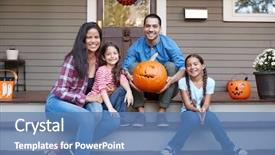  Presentation with halloween - Audience pleasing slide deck consisting of carving halloween pumpkin on house backdrop and a teal colored foreground