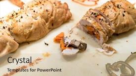  Presentation with food chicken - Beautiful theme featuring carving of stuffed chicken breast backdrop and a lemonade colored foreground