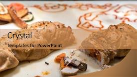  Presentation with food chicken - Cool new slide set with carving of stuffed chicken breast backdrop and a coral colored foreground