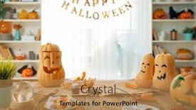  Presentation with family - Slide deck with carving-pumpkin-on-the-table background and a  colored foreground