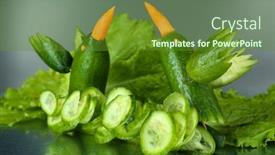  Presentation with hummingbirds - Presentation design consisting of carving vegetable pattern of hummingbirds on grey background background and a tawny brown colored foreground