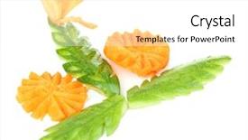  Presentation with patterns - Presentation having carving vegetable patterns of flowers and leafs isolated on white background and a white colored foreground