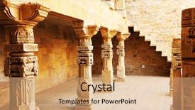  Presentation with architectural - Theme with indian cities - architectural detail of mandir palace background and a coral colored foreground