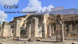  Presentation with temple - Theme having chichen itza warriors temple los background and a light blue colored foreground