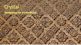  Presentation with traditional wood - Presentation design featuring ancient persia - traditional east pattern decoration background and a coral colored foreground