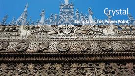  Presentation with golden palace - Audience pleasing PPT layouts consisting of carvings-of-buddhist-myths backdrop and a teal colored foreground