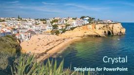  Presentation with beautiful houses - Presentation theme consisting of carvoeiro-fishing-village-with-beautiful background and a ocean colored foreground