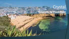  Presentation with beautiful houses - Presentation having carvoeiro-fishing-village-with-beautiful background and a teal colored foreground