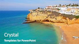  Presentation with algarve - Presentation design featuring carvoeiro in the algarve portugal background and a teal colored foreground