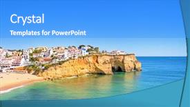  Presentation with algarve - Presentation theme featuring carvoeiro in the algarve portugal background and a light blue colored foreground