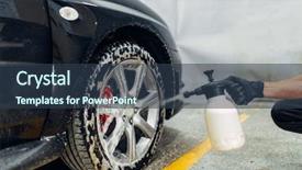  Presentation with wheel - Colorful presentation theme enhanced with carwash cleaning the wheels backdrop and a tawny brown colored foreground