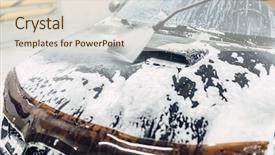  Presentation with car cleaning - Cool new slide set with carwash service car cleaning top backdrop and a lemonade colored foreground