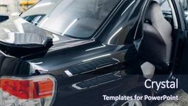  Presentation with car service - Slide set having carwash service clean car background and a navy blue colored foreground