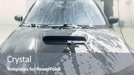  Presentation with foam - Presentation theme featuring carwash service worker washing foam background and a gray colored foreground