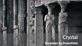  Presentation with greek - Slide set with caryatids of erechtheion temple background and a gray colored foreground