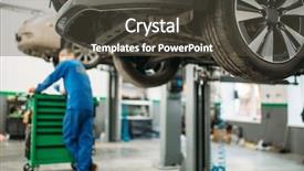  Presentation with sterilization tool - Theme having repairman near tool box against a car on the lift background and a dark gray colored foreground