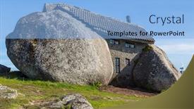  Presentation with mountain top - PPT theme having casa-do-penedo-a-house background and a light blue colored foreground