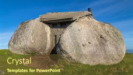  Presentation with mountain top - PPT theme having casa-do-penedo-a-house background and a tawny brown colored foreground