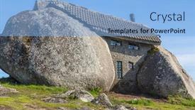  Presentation with rocks - Amazing presentation theme having casa-do-penedo-a-house backdrop and a light blue colored foreground