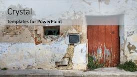  Presentation with abandoned - Slide deck with casais - abandoned house background and a light gray colored foreground