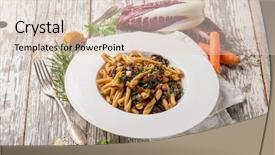  Presentation with turmeric - Slide deck enhanced with casarecce pasta with chicory chickpeas background and a lemonade colored foreground