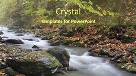  Presentation with cascade mountains - Audience pleasing theme consisting of cascade river in the forests at mountains by name jesenik at czech republic backdrop and a tawny brown colored foreground