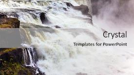  Presentation with amyloid cascade - Audience pleasing theme consisting of cascade waterfall gullfoss in iceland backdrop and a light gray colored foreground