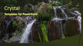  Presentation with tropical forest - Beautiful PPT theme featuring cascade-waterfall-river-in-tropical backdrop and a tawny brown colored foreground