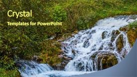  Presentation with world tourism - Amazing PPT theme having cascade waterfalls are lit backdrop and a  colored foreground