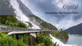  Presentation with powerful - Presentation theme enhanced with cascading-powerful-langfossen-waterfall-intersects background and a light blue colored foreground