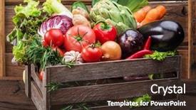  Presentation with fresh fruits vegetables heart - PPT layouts having case - fresh multi-colored vegetables in wooden background and a tawny brown colored foreground