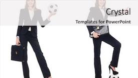  Presentation with ball bearing on a white - Presentation design featuring case competition - businesslady with ball on white background and a white colored foreground