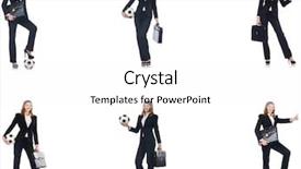  Presentation with ball bearing on a white - Cool new presentation theme with case competition - businesslady with ball on white backdrop and a white colored foreground