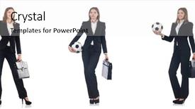  Presentation with case - Slide set with case competition - businesslady with ball on white background and a white colored foreground
