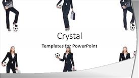  Presentation with competition - Colorful PPT theme enhanced with case competition - businesslady with ball on white backdrop and a white colored foreground