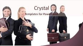  Presentation with monarch butterfly isolated on white - Beautiful presentation theme featuring case competition - businessman and businesswoman with briefcases backdrop and a lemonade colored foreground