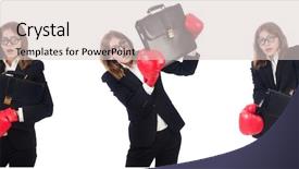 Presentation with boxer - PPT theme having case competition - funny female employee boxer isolated background and a lemonade colored foreground