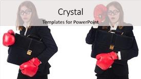  Presentation with boxer - Beautiful PPT theme featuring case competition - funny female employee boxer isolated backdrop and a light gray colored foreground