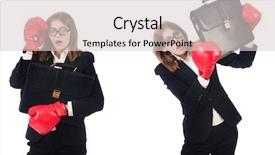  Presentation with boxer - Audience pleasing slide set consisting of case competition - funny female employee boxer isolated backdrop and a light gray colored foreground