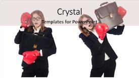  Presentation with boxer - Slide deck featuring case competition - funny female employee boxer isolated background and a coral colored foreground
